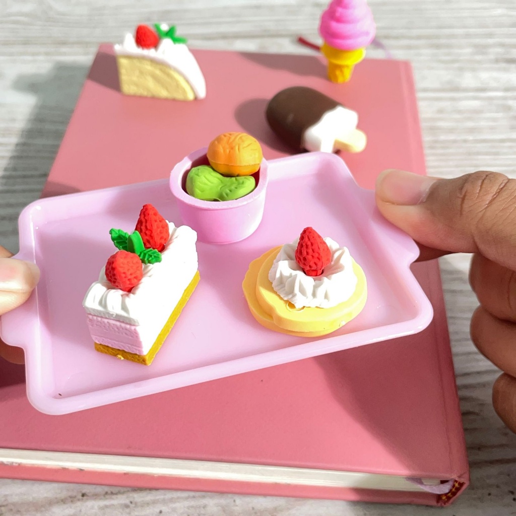 

Penghapus Pensil Cake Dessert Tray 3D Papan Eraser Setip Hapusan es krim cake cup cake