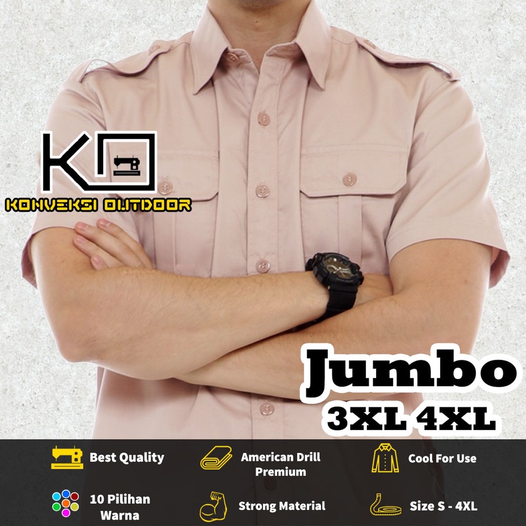 JUMBO 3XL 4XL - BAJU KEMEJA PDL OUTDOOR INDOOR LENGAN PENDEK - Kemeja Lapangan Seragam Kerja Kantor 