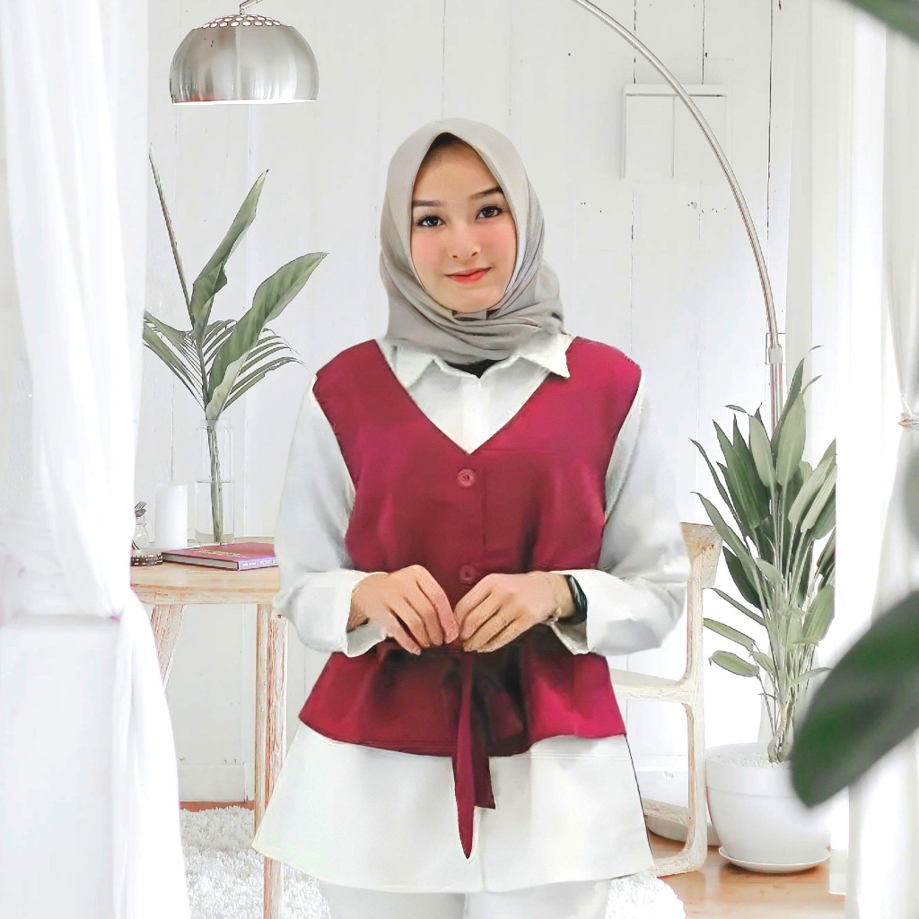 ATASAN BLOUSE BAJU ROMPI WANITA MATT MOUSCREAPE //BLOUSE ROMPI ALEMIA blouse moscrepe fashion( ROMPI