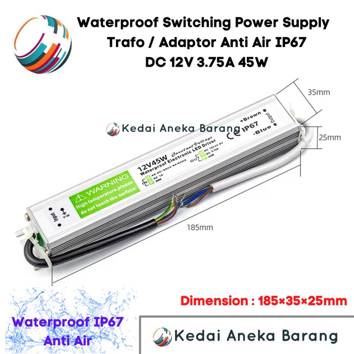 Waterproof Power Supply Trafo Adaptor LED Driver Outdoor IP67 12V 45W GT27