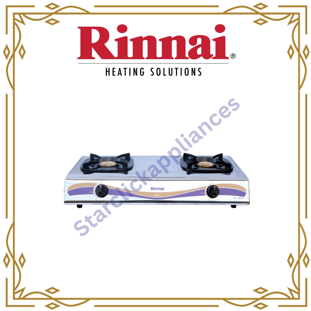 [PAKET] RINNAI Kompor Gas + Selang Regulator 2 Tungku  RI-522E / RI 522 E / RI522E [Garansi Resmi]