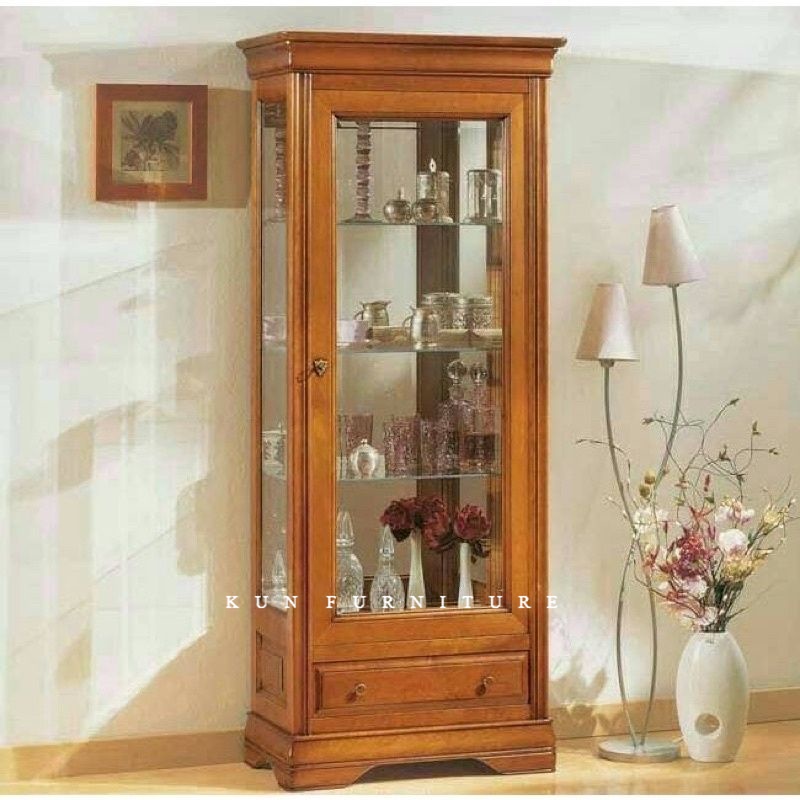 Lemari Hias Lemari Kaca Lemari Sudut Kaca minimalis kayu jati
