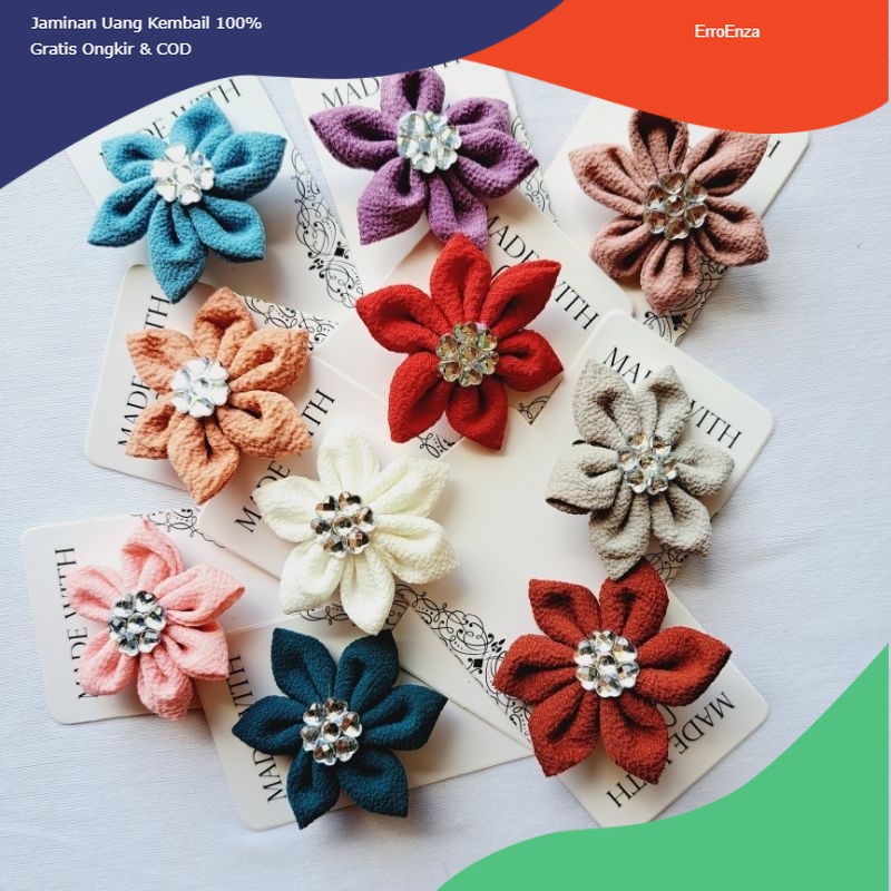 Bross Bunga Kain 5cm