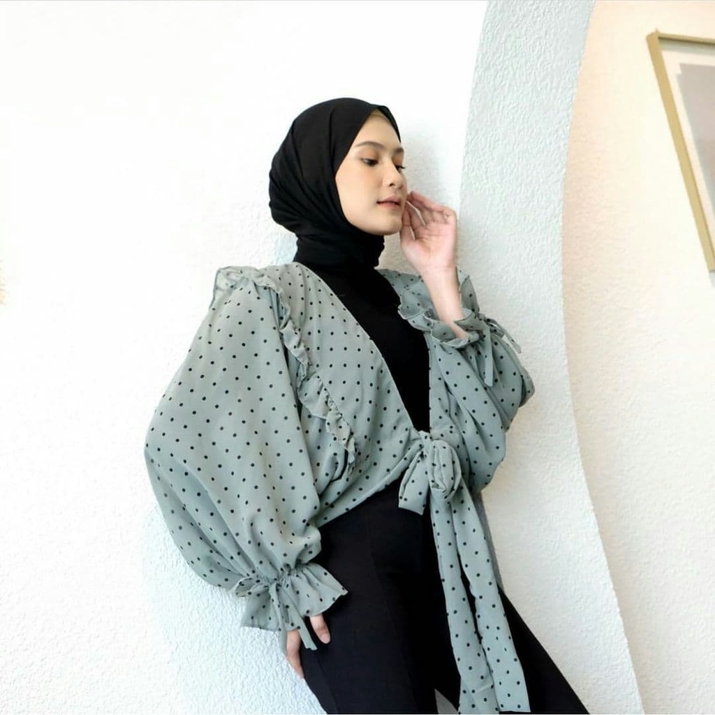 Classy Outer Polkadot / Atasan Cardigan Wanita Terbaru Baju Lebaran Atasan Outer Cardi Atasan Murah 