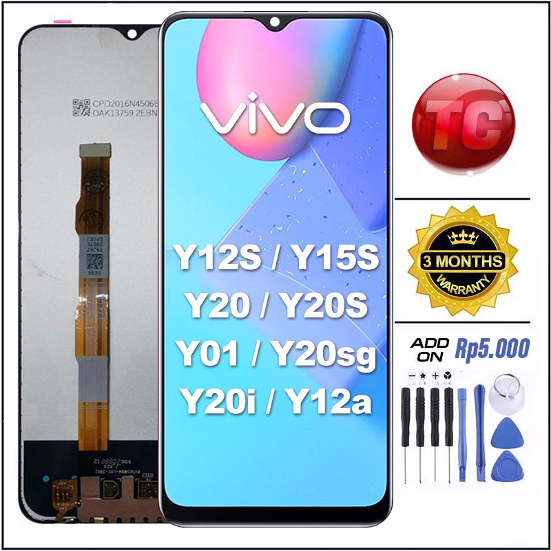 LCD VIVO Y12S Y20 Y15S Y20S Y01 Y20sg Y12a Y20i Original 100% LCD TOUCHSCREEN Fullset Crown Murah Ori Compatible For Glass Touch Screen Digitizer
