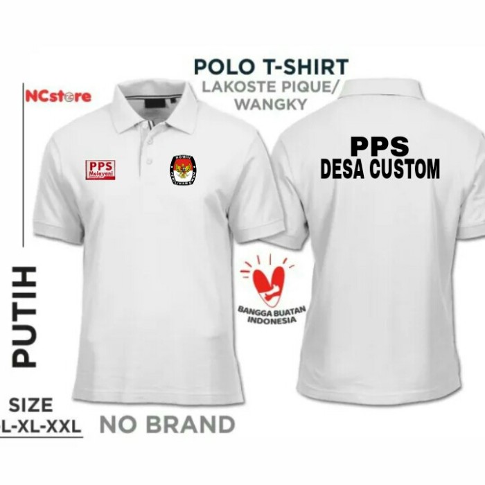 KAOS POLO PPS MELAYANI FULL BORDIR BISA CUSTOM BORDIRAN & LOGO - Putih, S