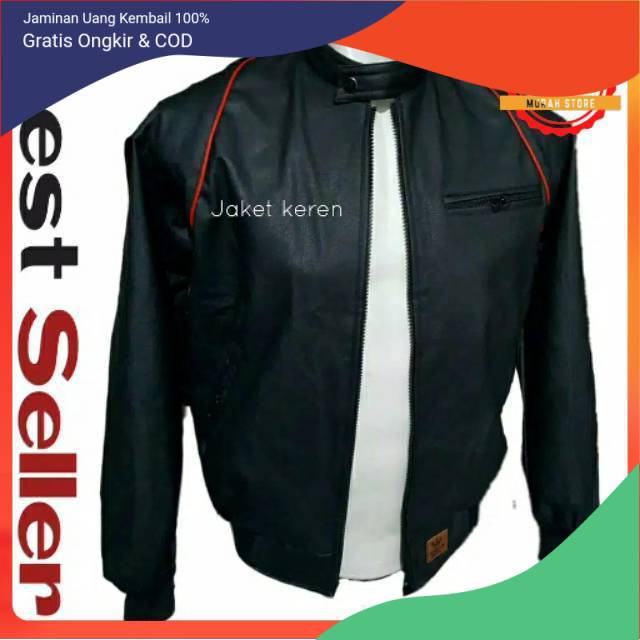 Jaket Kulit Pria Jaket keren cowok Model Klasik Kulit Sintetis Termurah