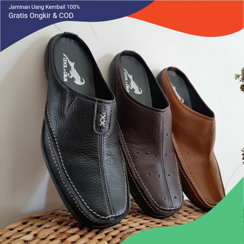Sepatu Sandal Pria tutong Sepatu tutong kulit asli model terbaru Sepatu kulit asli
