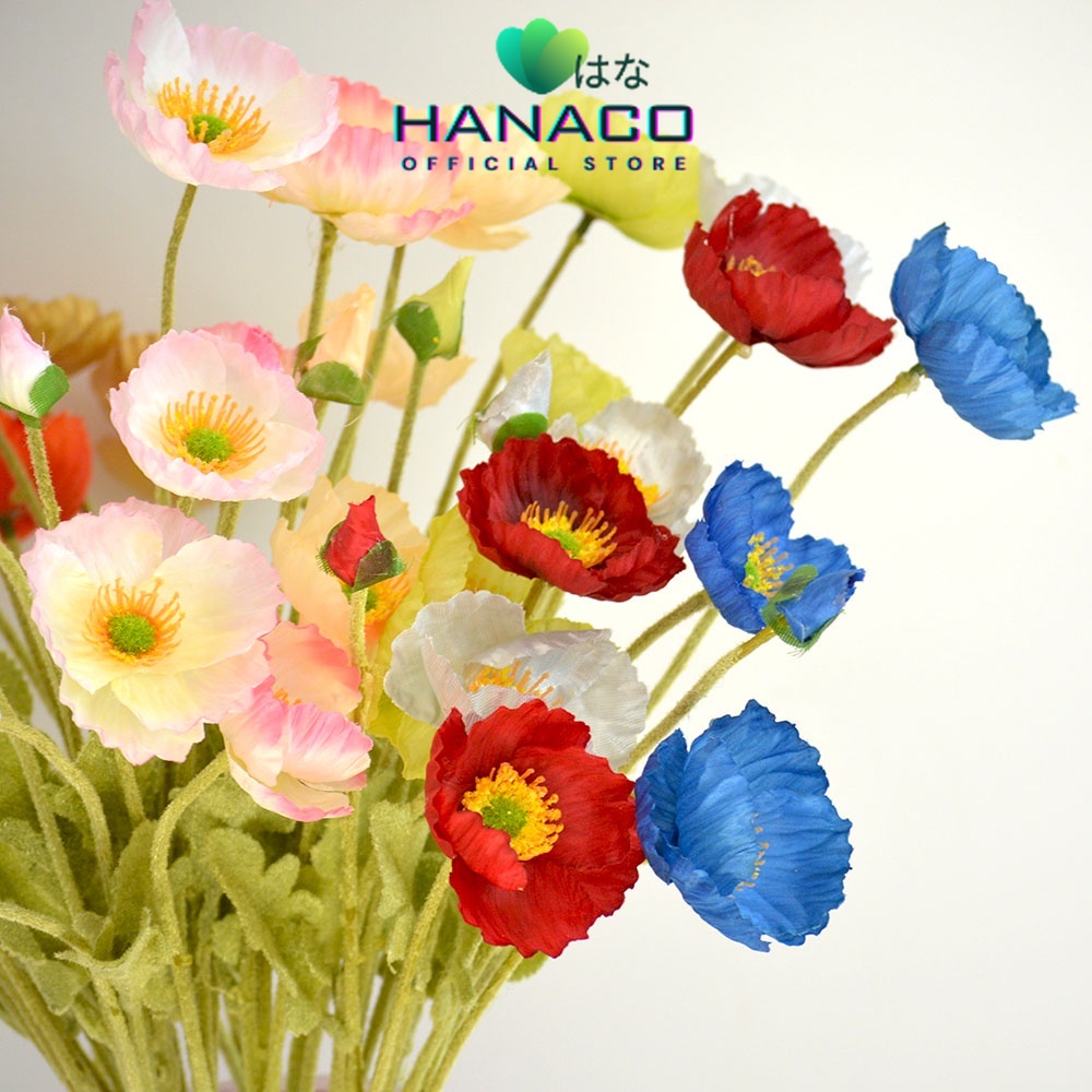 HANACO - Bunga POPPY Plastik Daisy Tanaman Krisan Hias Dekorasi Minimalis Home