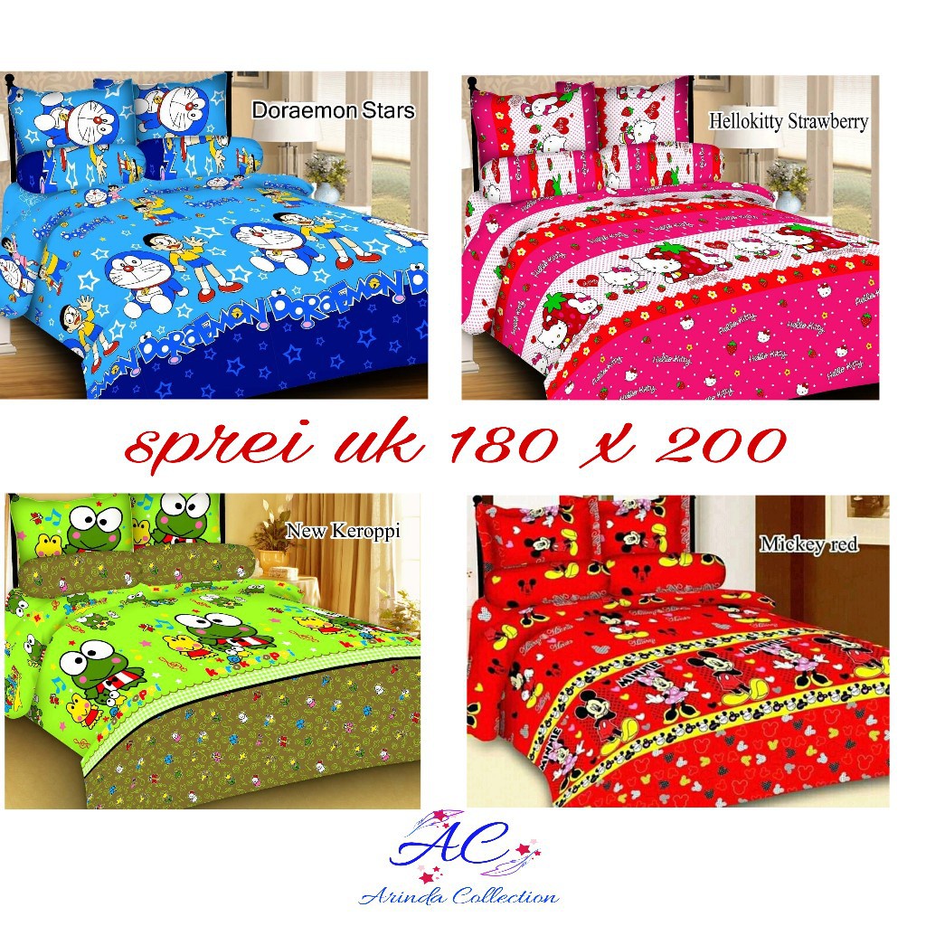 CUCI GUDANG SPREI MOTIF BONITA SET SARUNG BANTAL NO 1 180X200 NO 3 120X200 .SPREY KARAKTER 3D, SEPRE