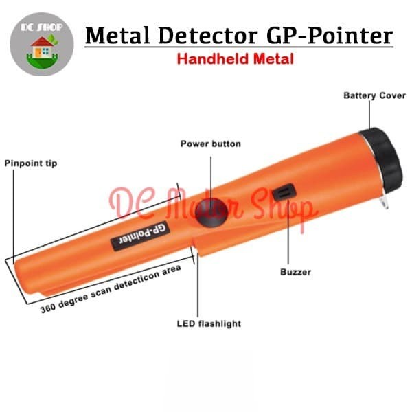 GP Pointer Metal Detektor /Alat Deteksi Logam Metal Emas Perak - Tanpa Battery