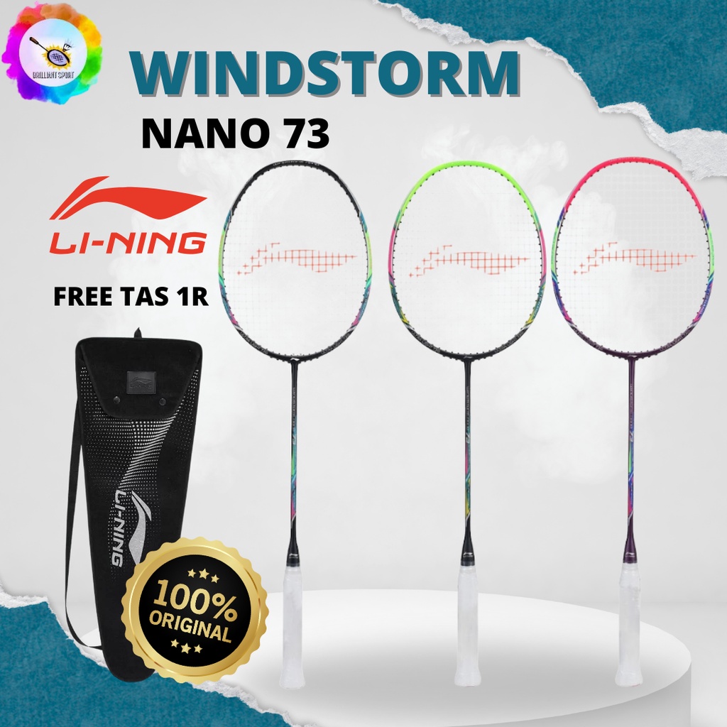 RAKET BADMINTON RAKET LINING WINDSTORM NANO 73 WS NANO 73 WS 73 ORIGINAL