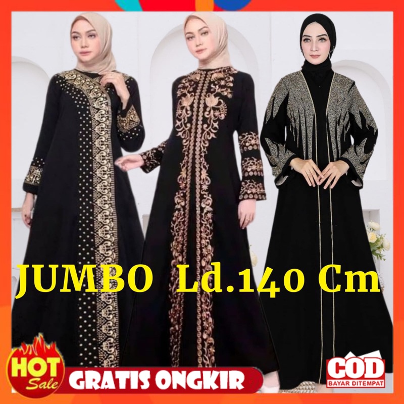 KAIN ADEM HALUS TEBAL / Abaya Bordir Super Jumbo Ld.140 cm Gamis Hitam Polos