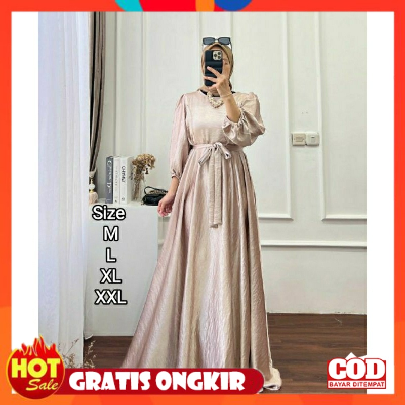 KAIN ADEM HALUS TEBAL / COD Xevia dress Bahan Santorini silk Gamis jumbo Gamis polos Gamis kekinian 