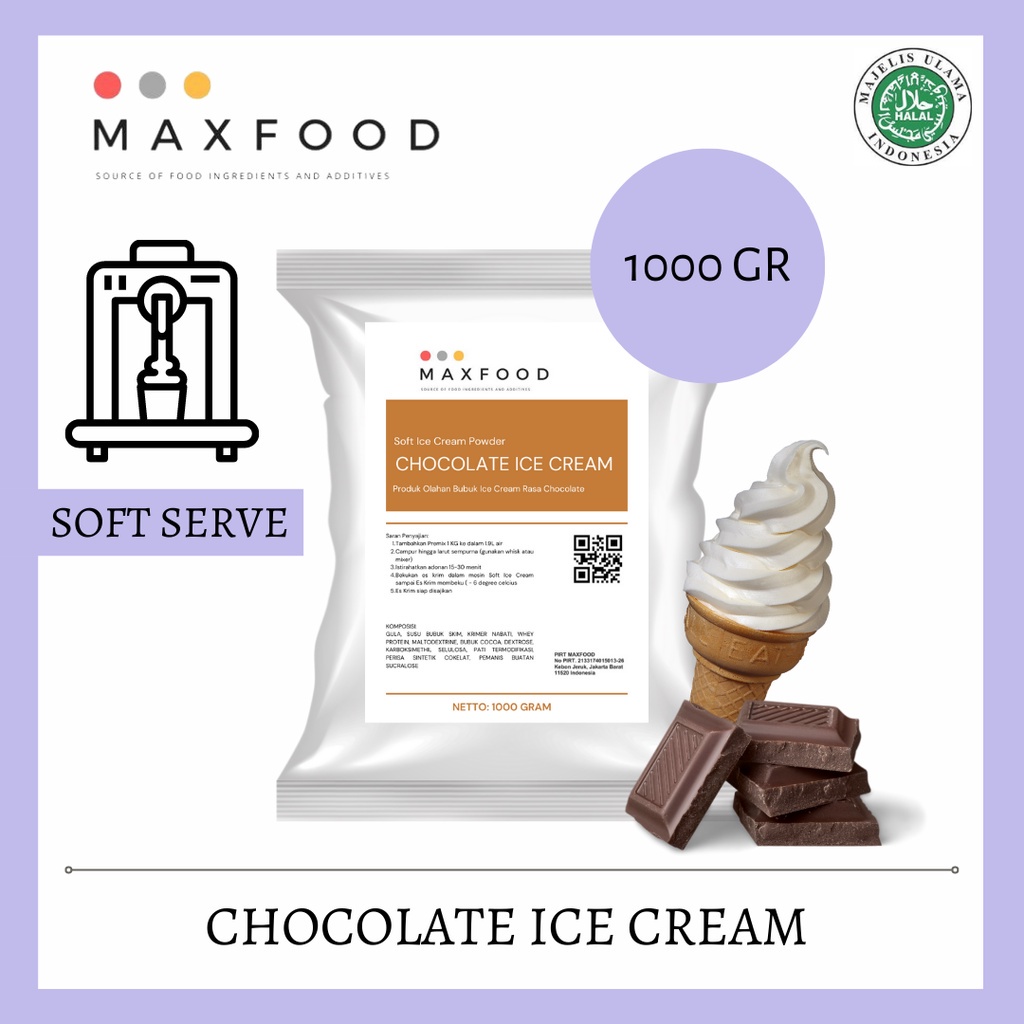 

MAXFOOD - Soft Chocolate Ice Cream / Bubuk Es Krim Rasa Cokelat 1 Kg