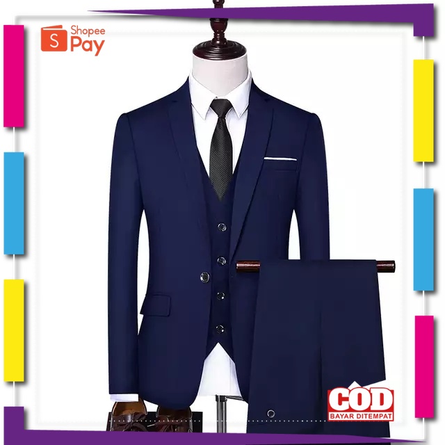 PREMIUM KOREAN STYLE / JAS PRIA SLIMFIT 3in1 JAS PRIA / JAS FORMAL PRIA / JAS PENGANTIN  PRIA / STEL