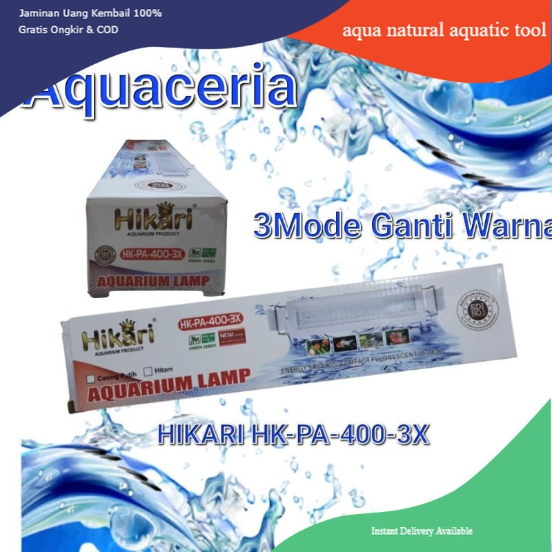 Lampu Gantung Aquarium 30-40 cm HIKARI PA 400 3X LED 3 Mode Warna