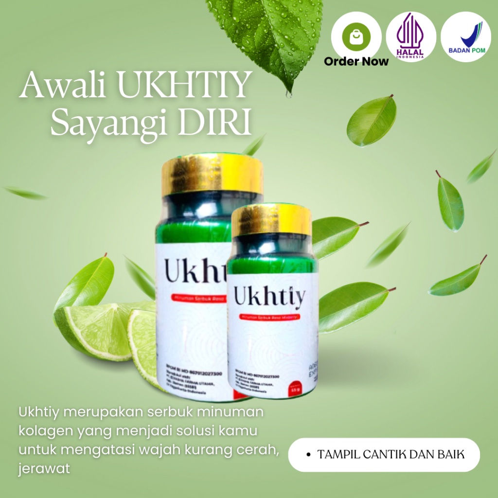 HEMAT 3 Botol UKHTIY COLLAGEN Drink Original - Collagen Pemutih Wajah Ukhtiy Serbuk Kolagen Untuk Me