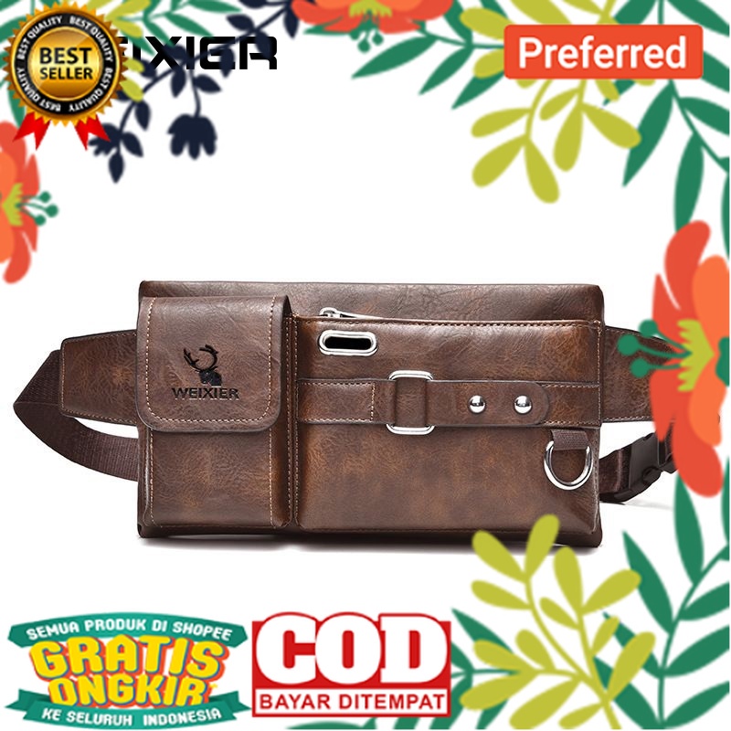 WEIXIER 8110 Tas Selempang Pria Kulit Waistbag Anti Air WK-SBY// TAS KEREN KEKINIAN TERMURAH/ TAS SL