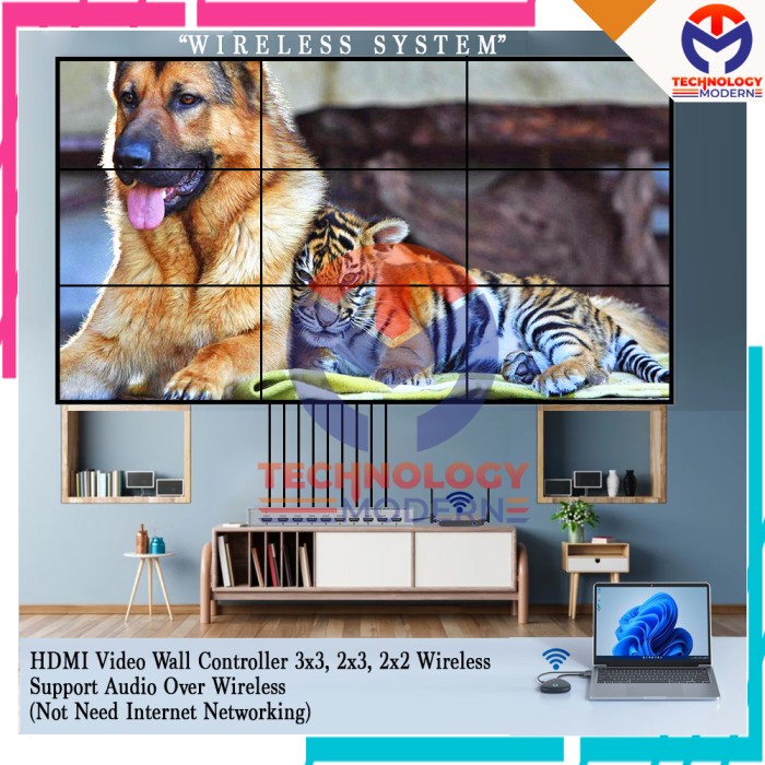 HDMI Video Wall Controller Wireless 3x3 For 9 TV (Jadi 1 Gambar Besar) - 2x2 For 4 TV