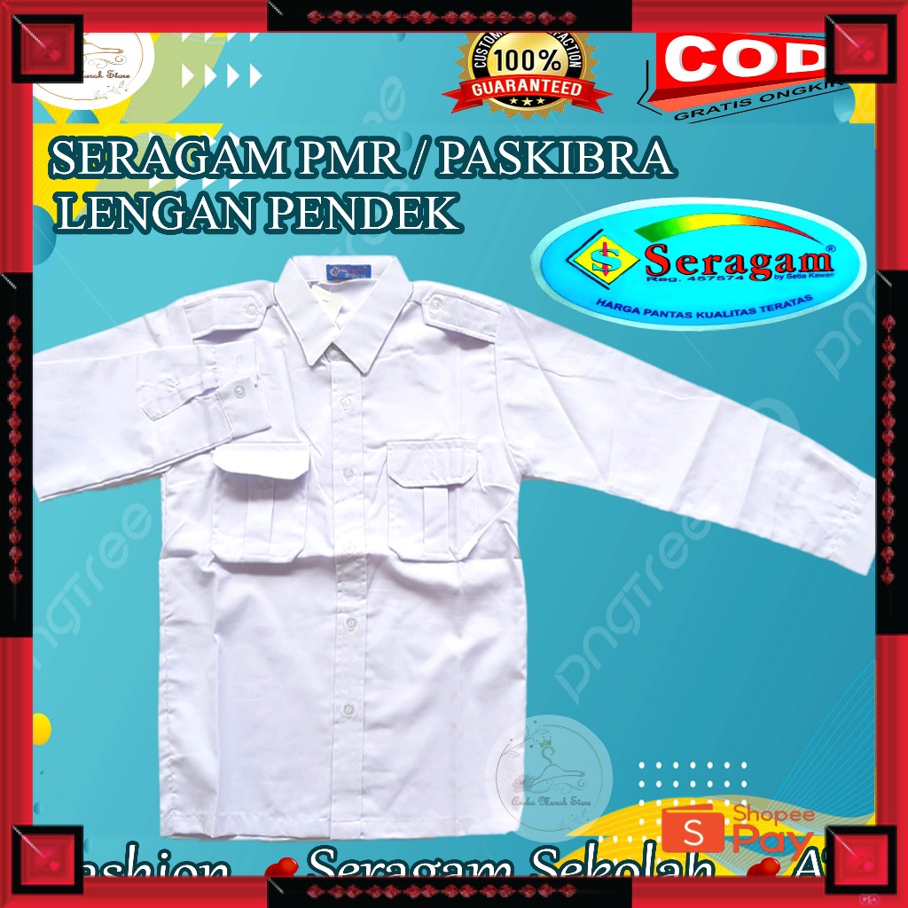 12.12 SERAGAM SALE / Baju Paskibra / PDL PDH Kantong 2 Atas Putih Lengan Panjang Merek Seragam Bahan