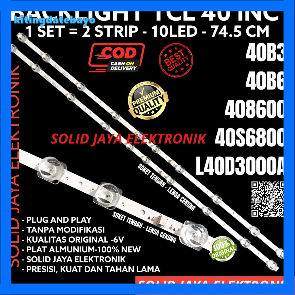 Backlight Tv Led Tcl 40 Inc 40B3 40B6 408600 40S6800 L40D3000A L 40D3000 40D3000A 40B 40S Lampu Bl