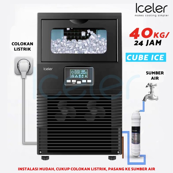 Iceler Mesin Pembuat Es Batu 40kg Perhari Iceler Ice Cube Maker untuk