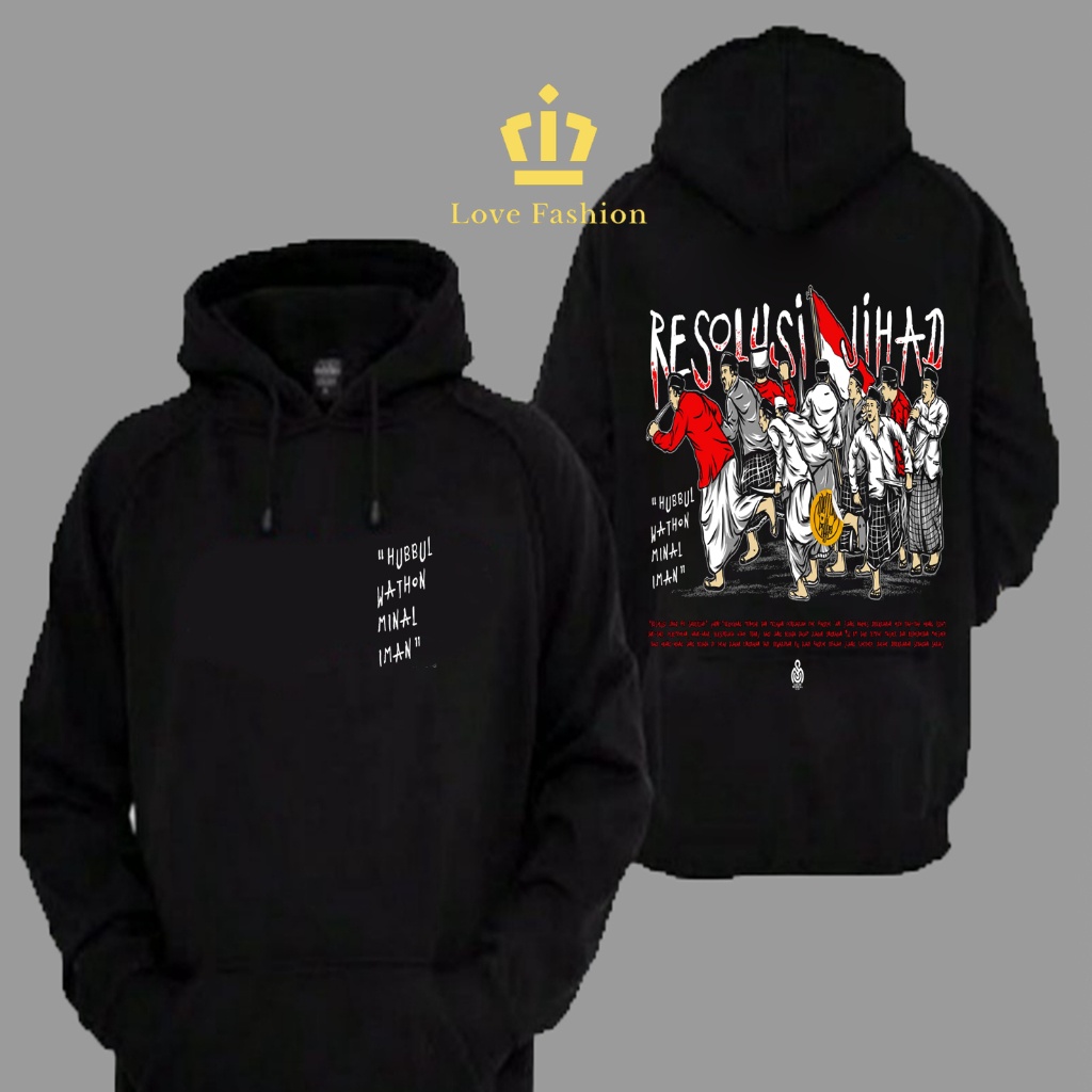 Sweater Hoodie Distro Santri Pondok Pesantren Revolusi Jihad Hubbul Kathon Minal Iman Premium Terbar