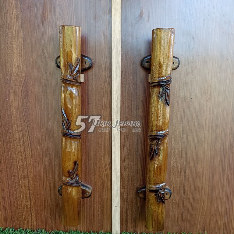 (Bambu) Handel Handle ukir jepara / Gagang pintu rumah / kamar minimalis bahan jati - Tarikan rumah 