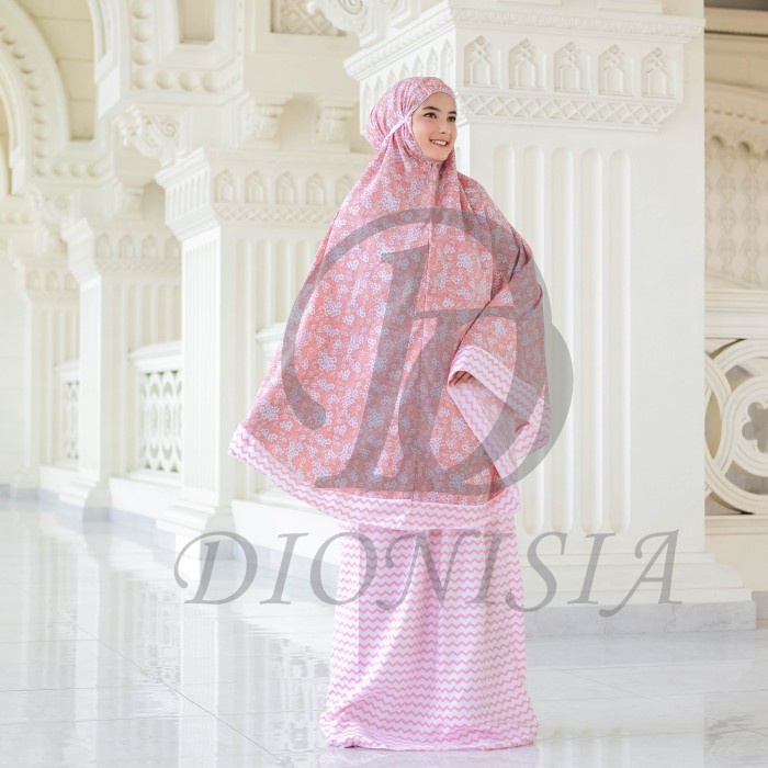 DIONISIA Mukena Dewasa Motif Bunga Model  Cantik Alesha - Pink