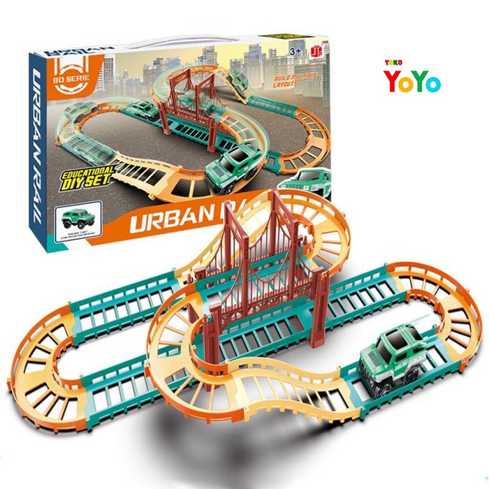 TokoYoyo Mainan Track Mobil Edukasi Anak Laki Laki DIY Car Set Urban Rail Toys Mobil Mobilan 1 2 3 4 5 tahun kado anak