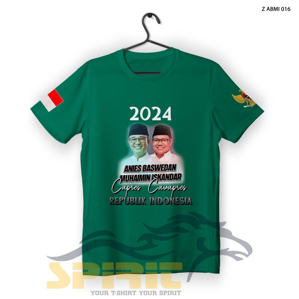 Kaos Tshirt Anies Baswedan-Muhaimin Iskandar AMIN Baju kaos Pasangan Anies Muhaimin 2024 lengan Pend