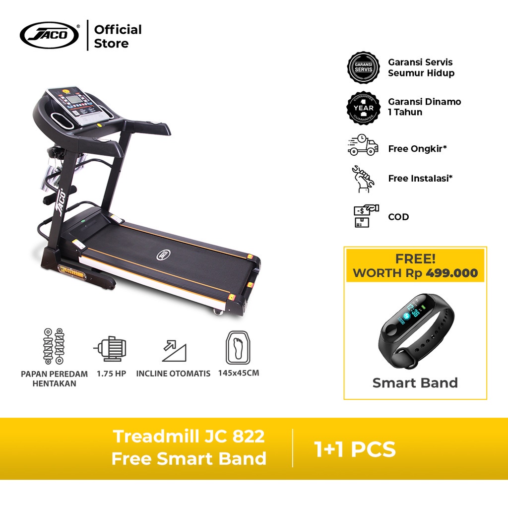 [JABODETABEK FREE ONGKIR & INSTALASI] Jaco Treadmill Elektrik JC-822 Alat Olahraga Alat Fitness Trea