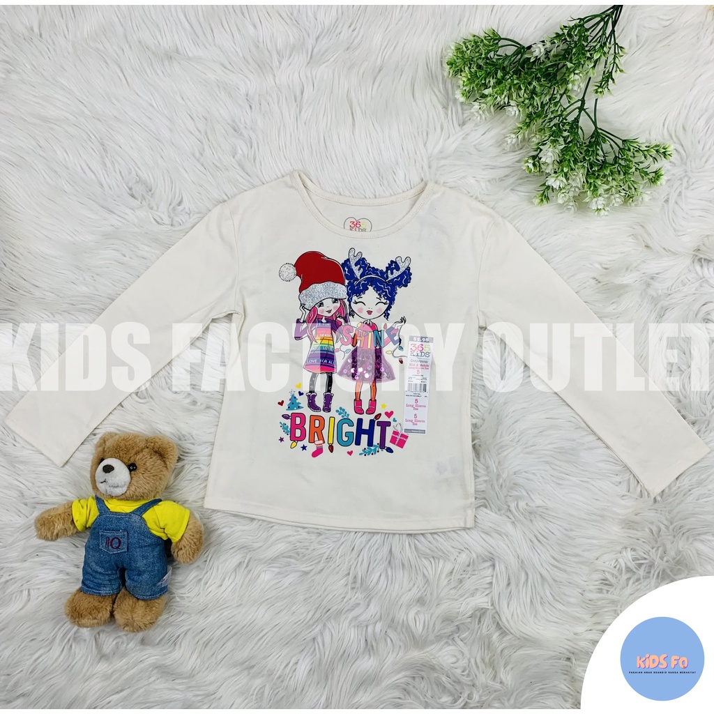 KAOS CEWEK LENGAN PANJANG PUTIH MOTIF CEWEK 2 ORANG - BRAND GARANIMALS - BRAND ORIGINAL - BAJU ANAK 
