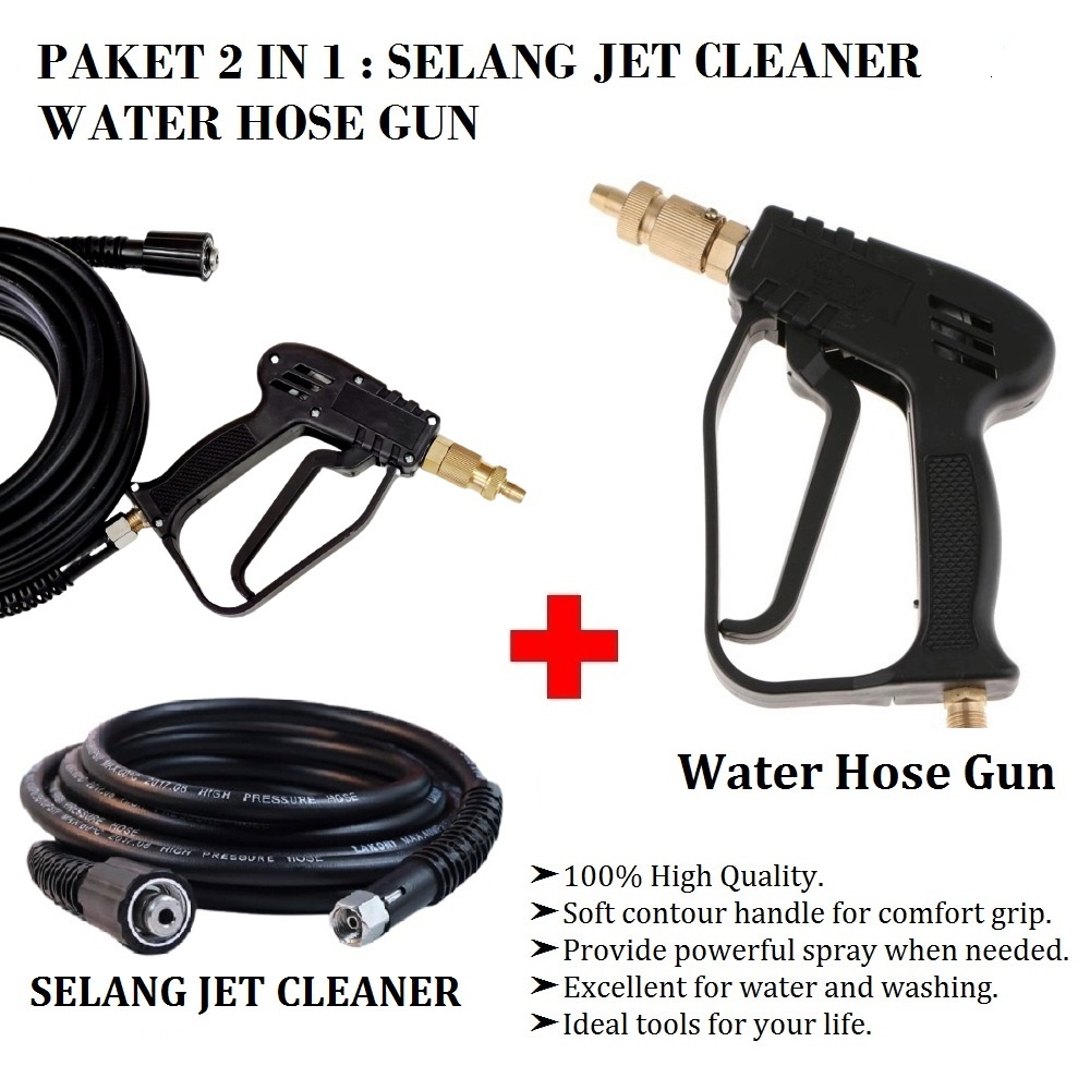 Paket Selang Jet Cleaner 10M + Gun Jet Pendek Water Hose Gun