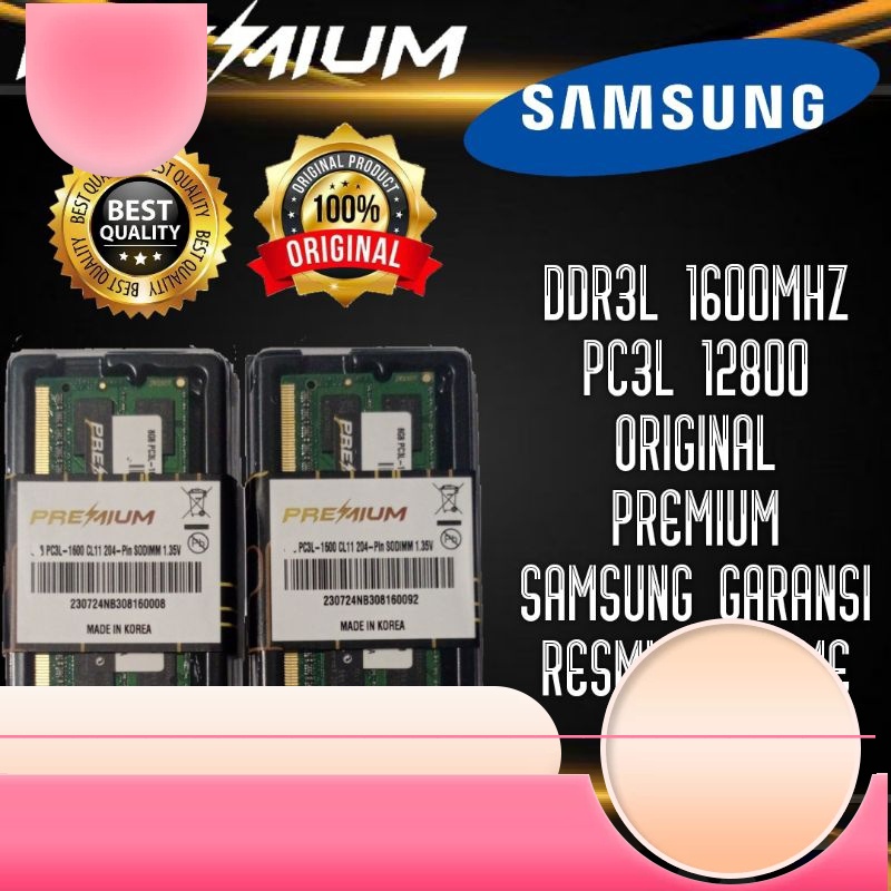 (TERBARU PERALATAN KOMPUTER) RAM NB LAPTOP DDR3 DDR3L 2GB 4GB 8GB 1333MHZ 1600MHZ PC3L 12800 GARANSI RESMI SAMSUNG PREMIUM ORIGINAL MMBRTU55