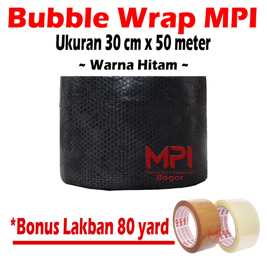 

( BONUS LAKBAN ) Bubble Wrap MPI 3KG Hitam 30 cm x 50 meter / Bubble Kebutuhan Packing / Bubble Wrap Tebal