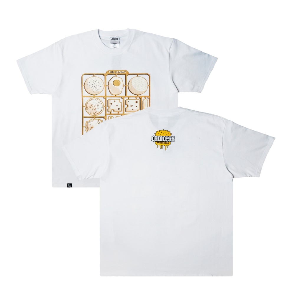 【COD】Lawless - Burger Kit Tshirt - White Tidur pendek Fashion Hardworking T shirt TOP kaos