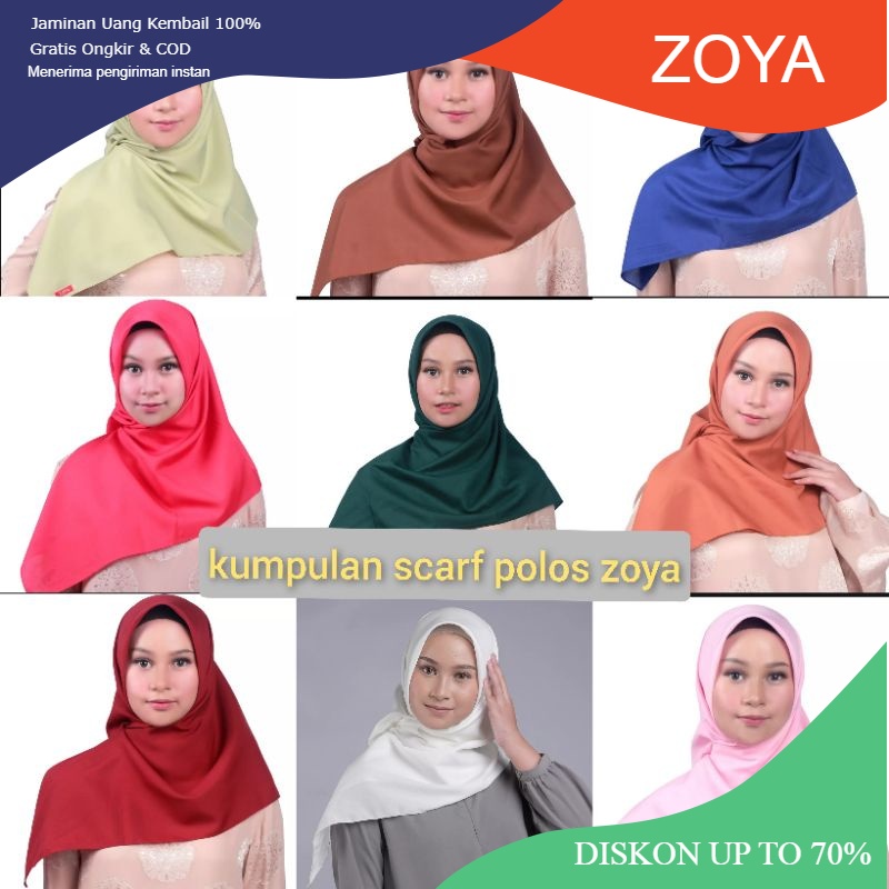 Sale scarf polos by zoya/ scarf segi empat / kerudung zoya