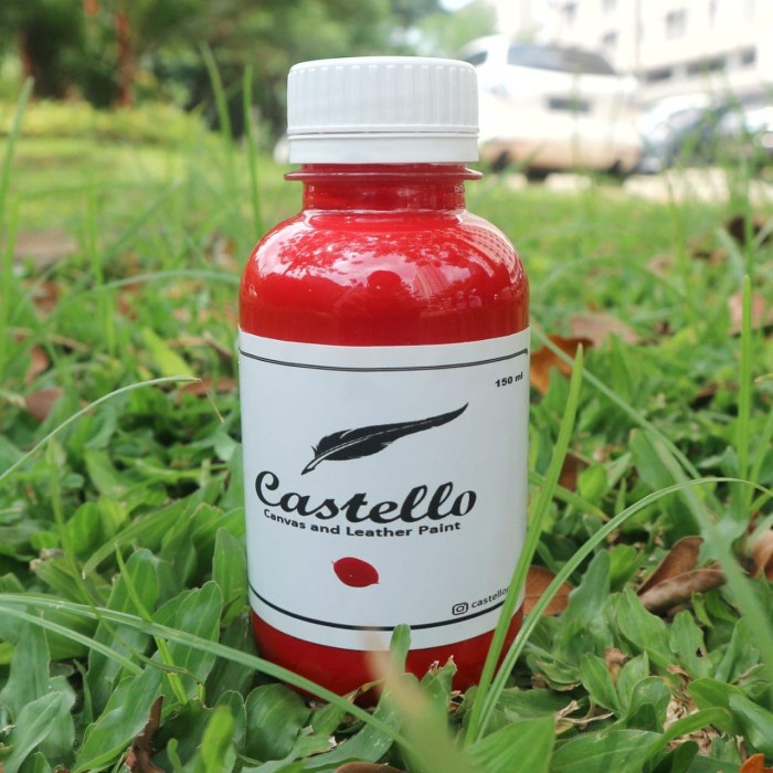 MS91 Cat Khusus Sepatu dan Tas Bahan Kulit dan Canvas Merah Murah - Putih