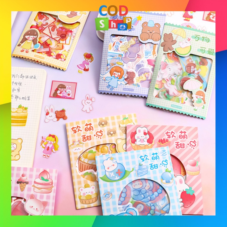 

COD - 6056 Stiker Motif Kartun Aesthetic Anti Air / Sticker Diary Scrapbook DIY / Stiker Set Isi 45 PCS / Soft Cute Sticker Pack