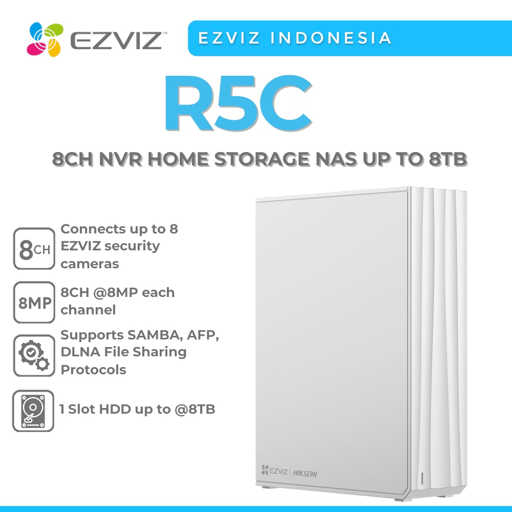 EZVIZ R5C 8CH HIKSEMI NVR HOME STORAGE NAS UP TO 8TB GARANSI RESMI JunDW