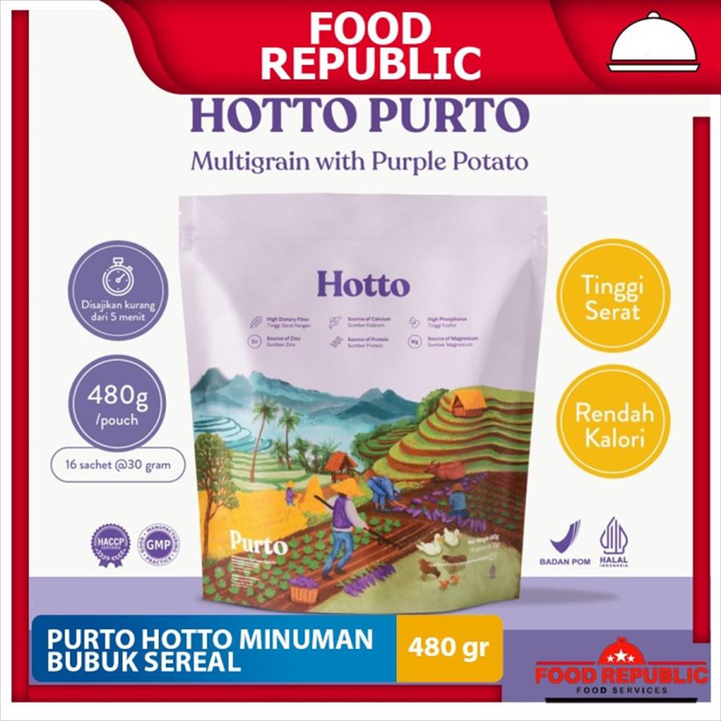 

Hotto Purto Pouch 480 gr isi 16 Sachet Multigrain With Purple Potato