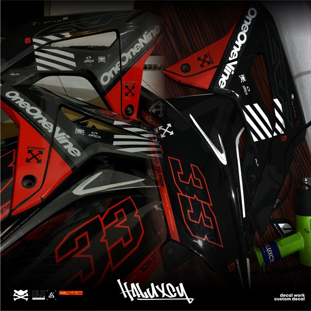DECAL CRF 150 L SUPERMOTO FULL BODY HITAM SUPER GLOSSY DOFF DESAIN ONEONENINE / KSR  KLX DTRACKER WR