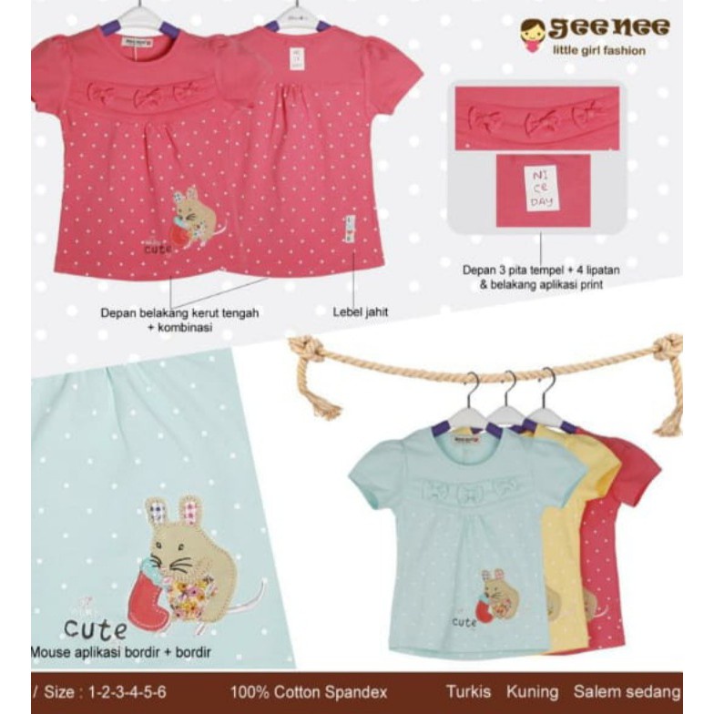 [BISA COD] GL015 KAOS ANAK PEREMPUAN GEENEE 1-5 TAHUN