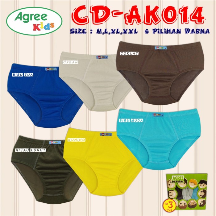 3PCS CD Agree Anak AK 014 - Celana Dalam Anak Agree Kids M L XL XXL - M