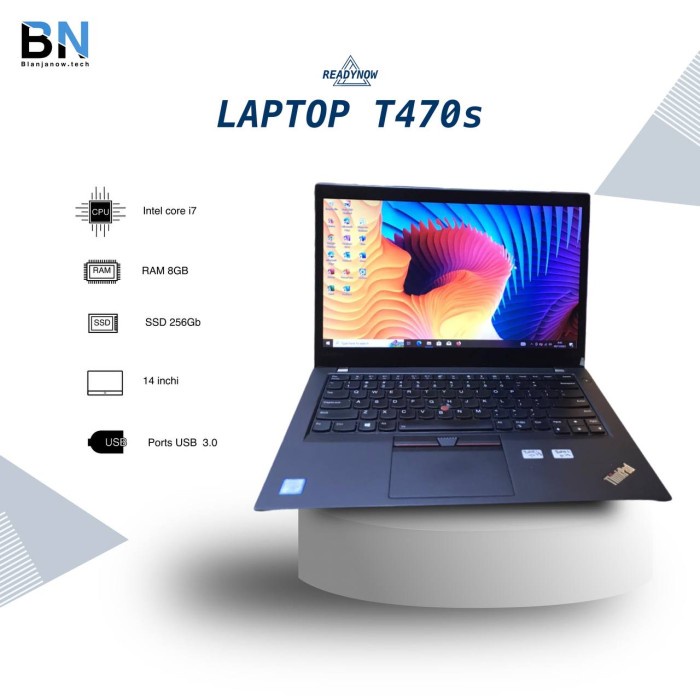 Laptop Lenovo thinkpad T470s  i7 Gen 7 8/256 GB Laptop Second Murah