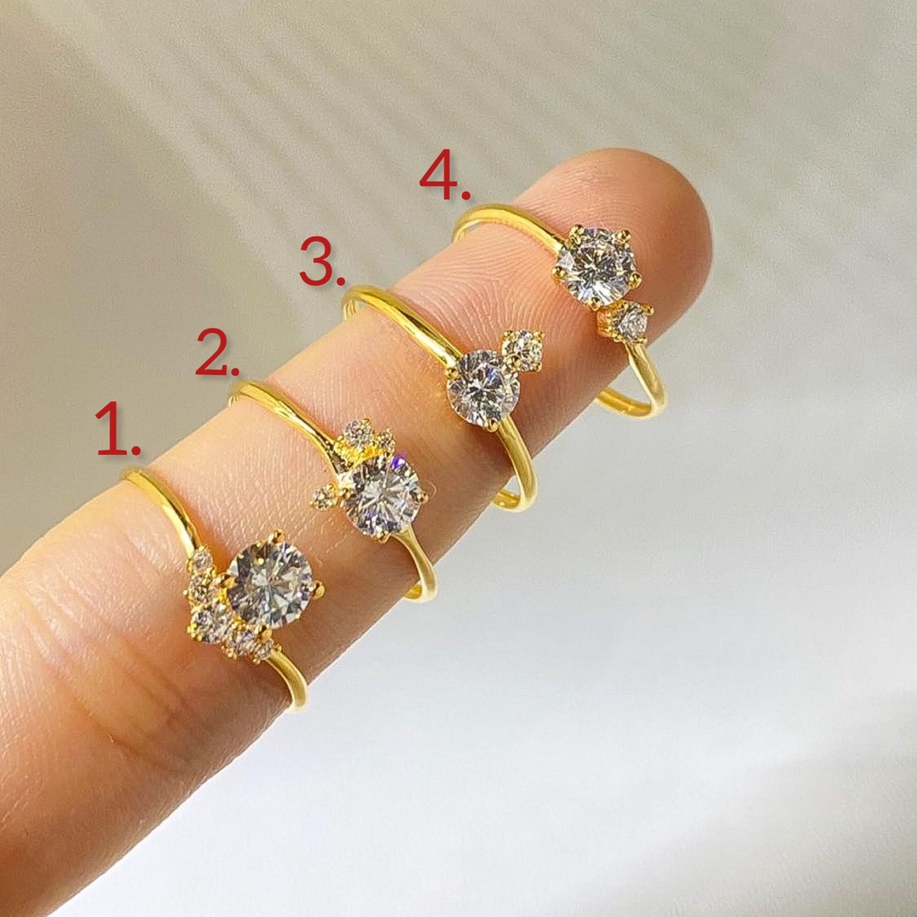 Cincin anak dan dewasa emas asli kadar 700 70 16k solitaire permata padat ringan list ring 1 satu gr