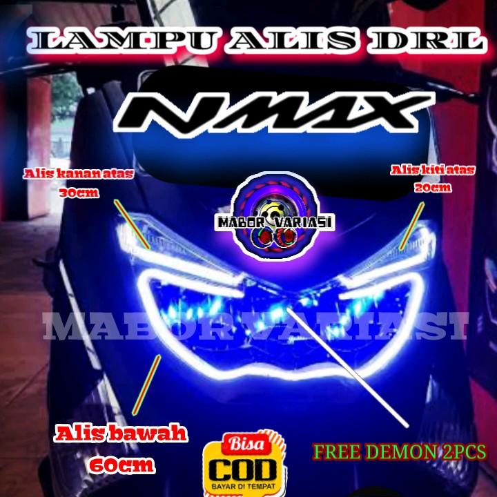 PAKETAN LAMPU ALIS NMAX OLD BONUS DEVIL EYE SIAP PAKAI AMPU ALIS NMAX OLD BONUS DEVIL EYES LAMPU LED AKSESORIS MOTOR NMAX LAMPU SENJA LED LAMPU DEPAN NMAX