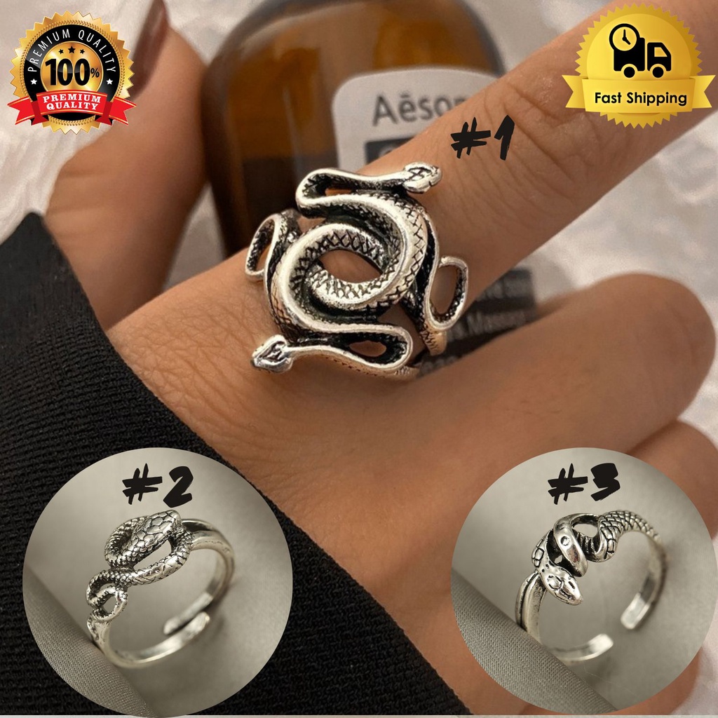 Cincin Pria Wanita Adjustable Model Terbuka Ular Lilit Titanium C512 / Cincin Titanium Ular / Cincin